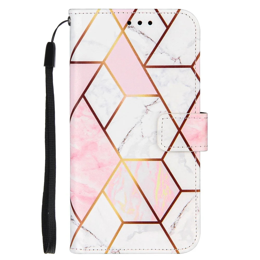 Wallet Stand Design Marble Pattern Splicing TPU + PU Leather Case for Samsung Galaxy A52 4G/5G / A52s 5G - Pink - 2