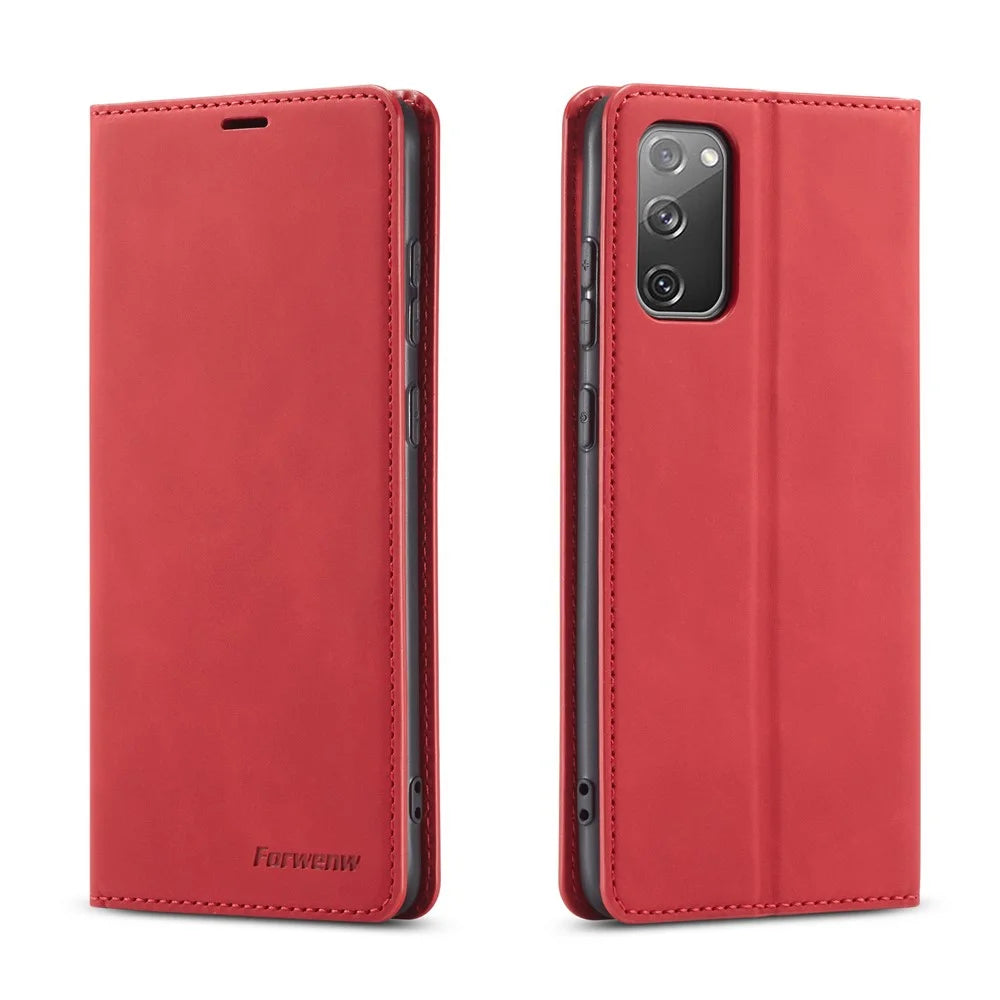 FORWENW Fantasy Series Skin Feeling Leather Case for Samsung Galaxy S20 FE 4G/FE 5G/S20 Lite/S20 FE 2022 - Red - 1