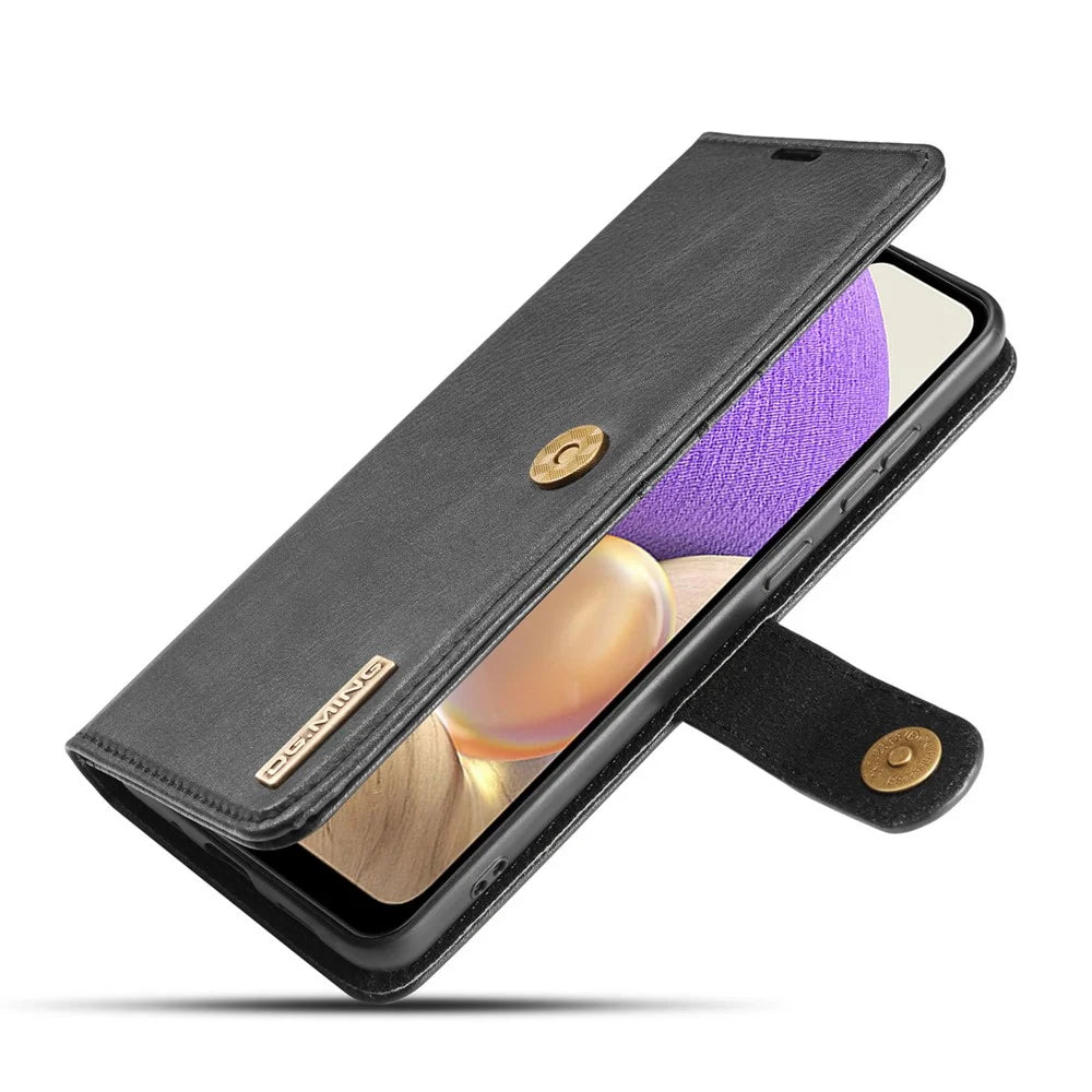 DG.MING Detachable Design Phone Shell PC Split Leather Case Covering for Samsung Galaxy A32 5G / M32 5G - Black - 7
