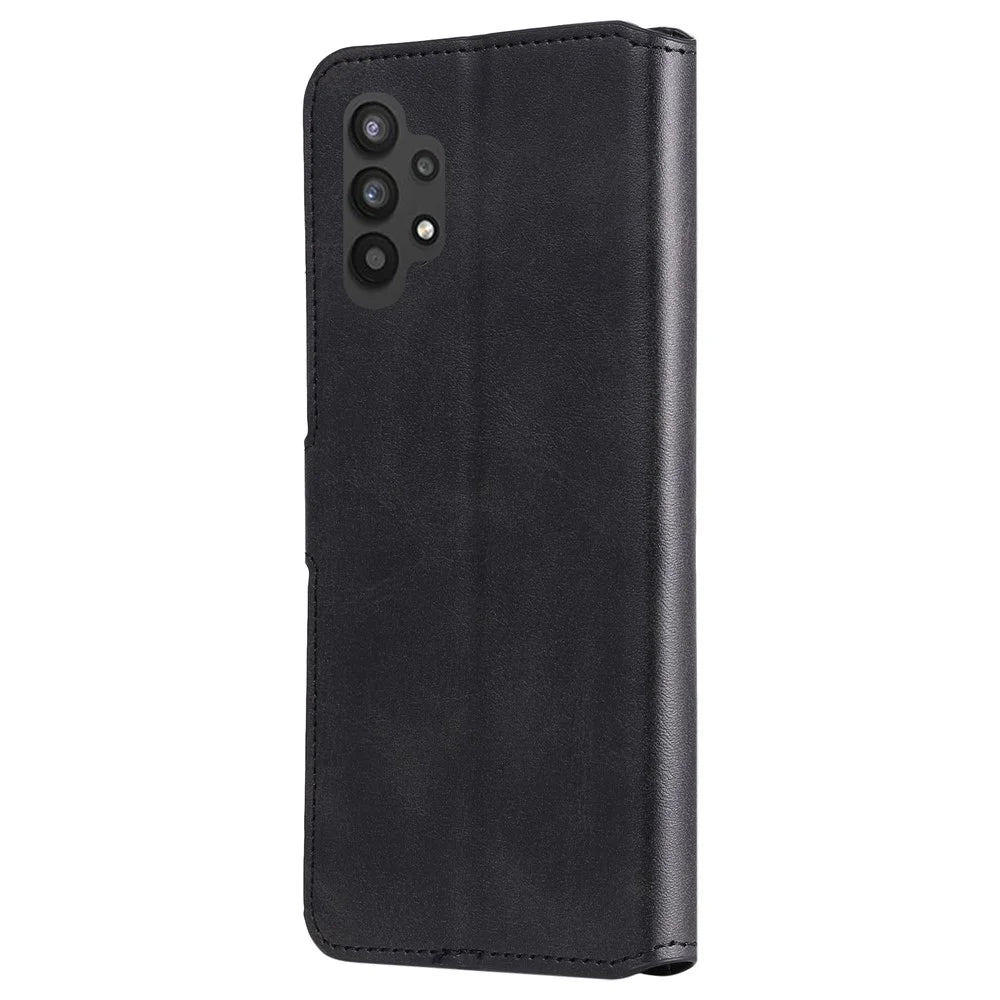 Classic Textured Wallet Stand Flip Leather Phone Case for Samsung Galaxy A32 5G/M32 5G - Black - 3