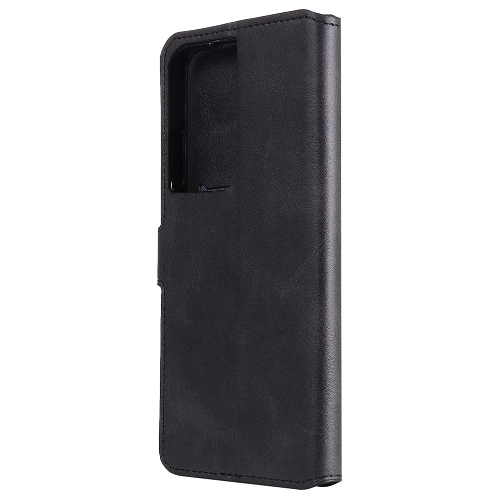 Wallet Leather Stand Cell Phone Case for Samsung Galaxy S21 Ultra 5G - Black - 3