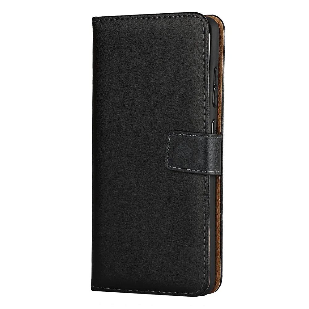 Premium Genuine Leather Phone Folio Flip Wallet Stand Shell for Samsung Galaxy A52 5G / A52 4G - 3