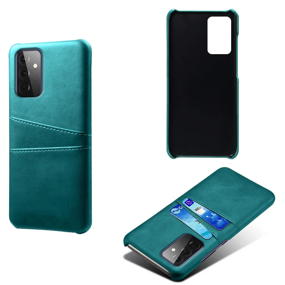 PC + PU Leather Coated Case with Dual-Card Slots for Samsung Galaxy A72 5G / A72 4G - Green - 2