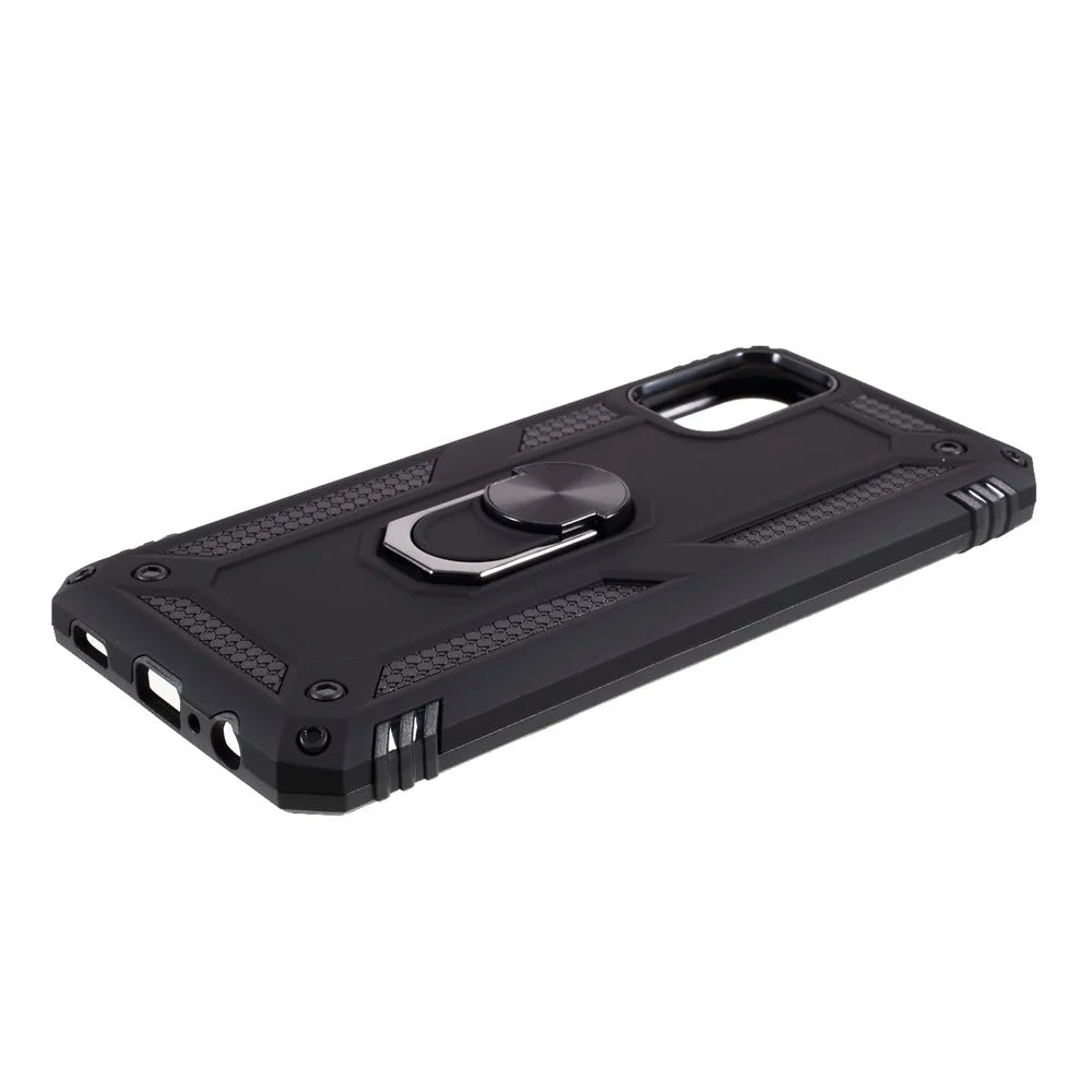 PC + TPU Hybrid Anti-drop Phone Shell with Ring Kickstand Design for Samsung Galaxy A02s (166.5mm) - Black - 4