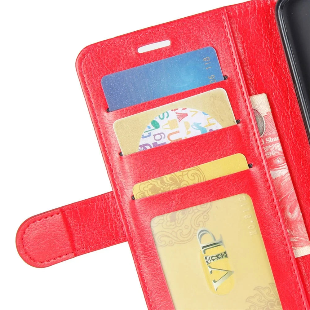 Wallet Design Crazy Horse Texture Leather Cover Stand Case for Samsung Galaxy A32 5G / M32 5G - Red - 3