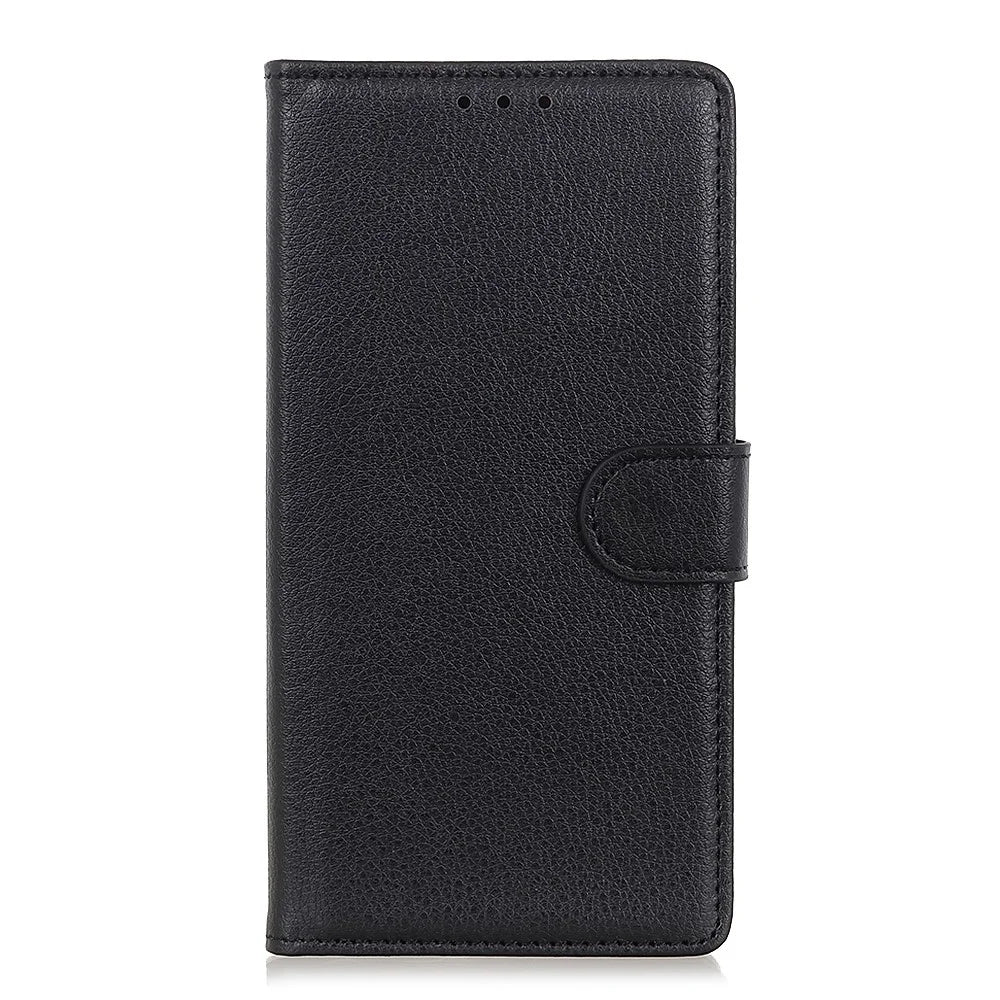 Folio Flip Design Litchi Skin Leather Phone Case Stand Protective Shell with Wallet for Samsung Galaxy A32 4G (EU Version) - Black - 2