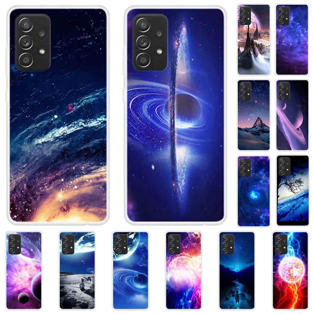 Starry Sky Pattern Printing TPU Soft Cell Phone Case for Samsung Galaxy A52 4G/5G / A52s 5G - Purple Nebula - 2