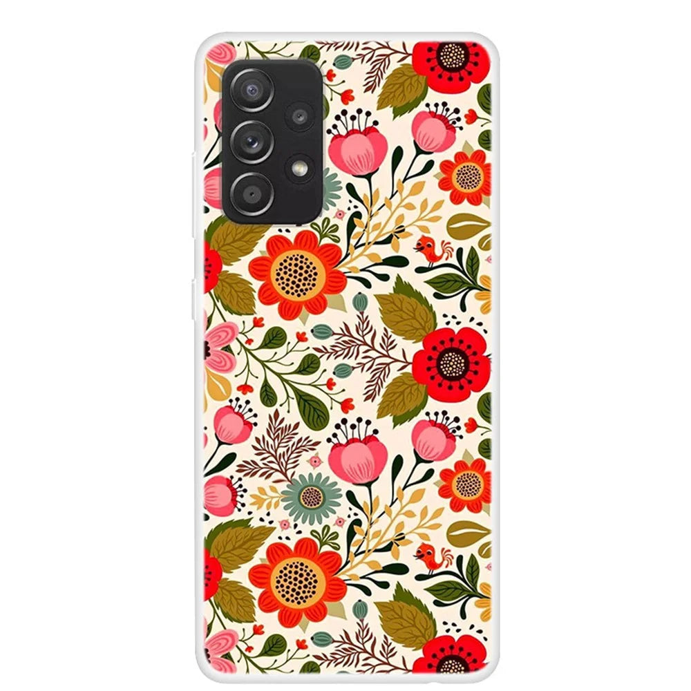 Stylish Pattern Printing TPU Cell Phone Full Protection Soft Case for Samsung Galaxy A52 4G/5G / A52s 5G - Flowers - 1