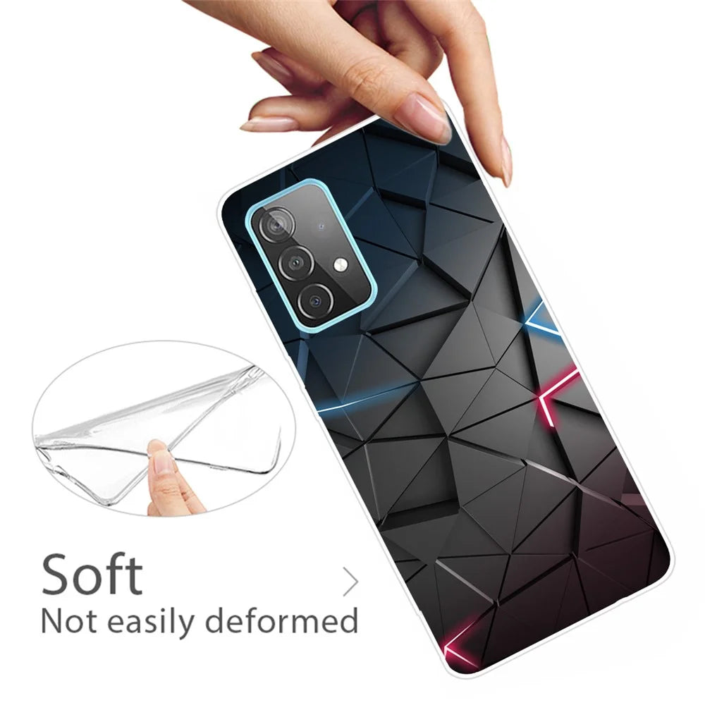 Beautiful Pattern Printing Soft TPU Phone Cover Case for Samsung Galaxy A32 4G (EU Version) - Black - 3