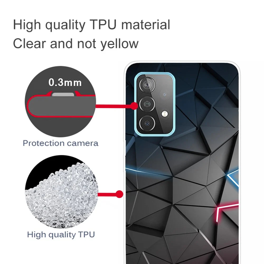 Beautiful Pattern Printing Soft TPU Phone Cover Case for Samsung Galaxy A32 4G (EU Version) - Black - 4