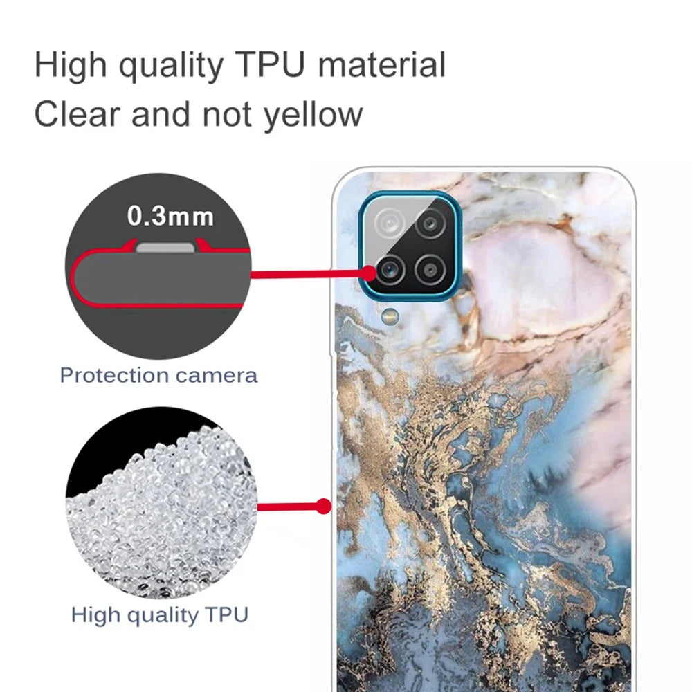 Marble Pattern Soft TPU Phone Case for Samsung Galaxy A12 - Style E - 4