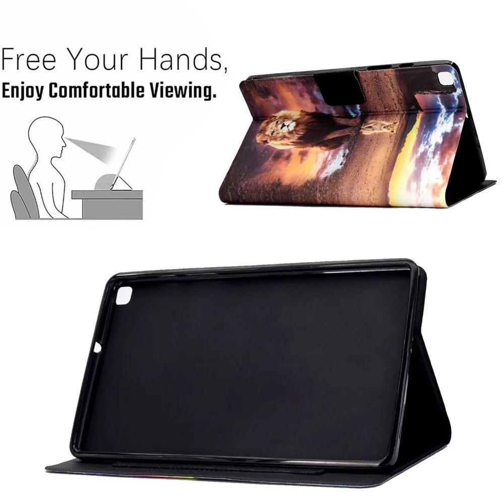 Pattern Printing Leather Full Protection Tablet Case for Samsung Galaxy Tab S6 Lite (2020) P615 P610 / (2022) / (2024) - Lion - 2