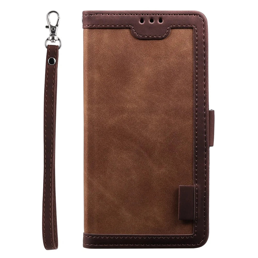 Vintage Splicing Style Wallet Stand Leather Flip Phone Casing for Samsung Galaxy A12/M12 - Brown - 6