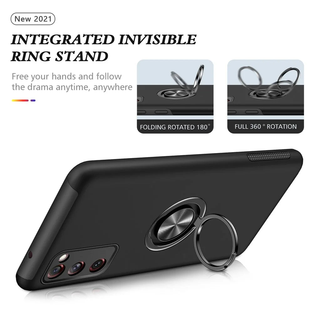 Ring Shape Kickstand Design Shock Absorption Hybrid Phone Case Cover for Samsung Galaxy S20 FE/S20 Fan Edition/S20 FE 5G/S20 Fan Edition 5G/S20 Lite/S20 FE 2022 - Black - 7