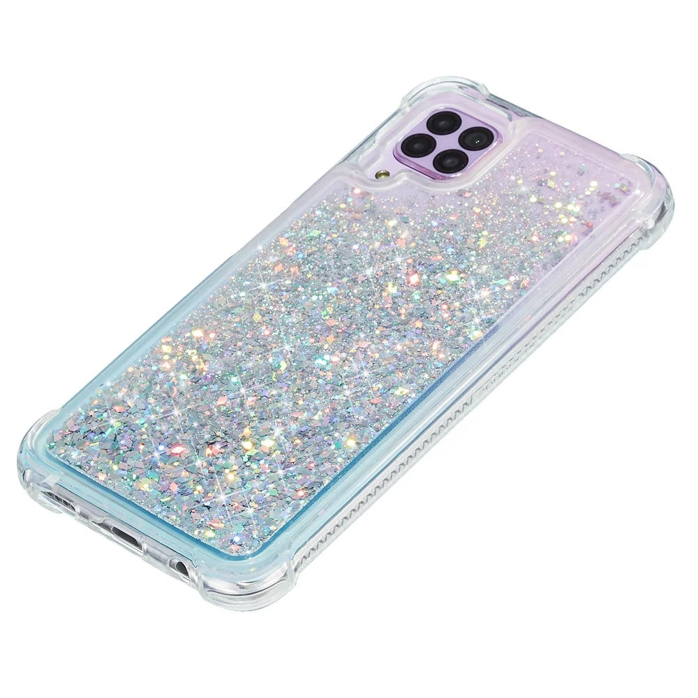 Glitter Powder Quicksand TPU Protection Back Cover Case for Samsung Galaxy A12 - Silver - 4