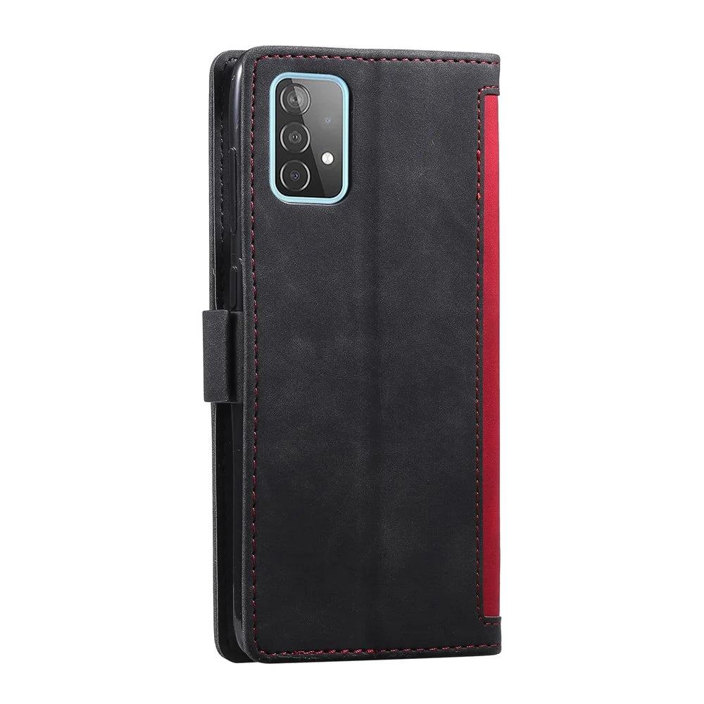 Vintage Splicing Style Wallet Stand Leather Flip Phone Casing for Samsung Galaxy A72 5G / 4G - Red - 4