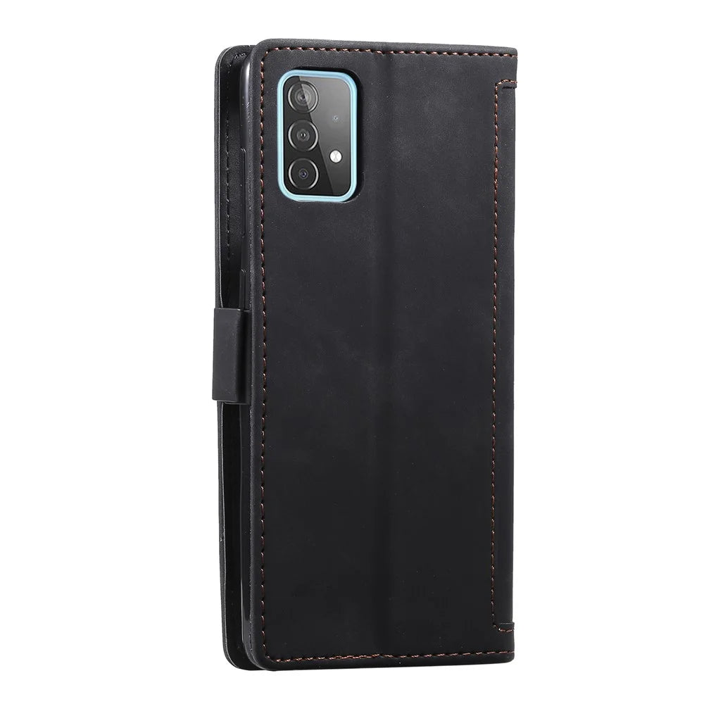 Vintage Splicing Style Wallet Stand Leather Flip Phone Casing for Samsung Galaxy A52 4G/5G / A52s 5G - Black - 4