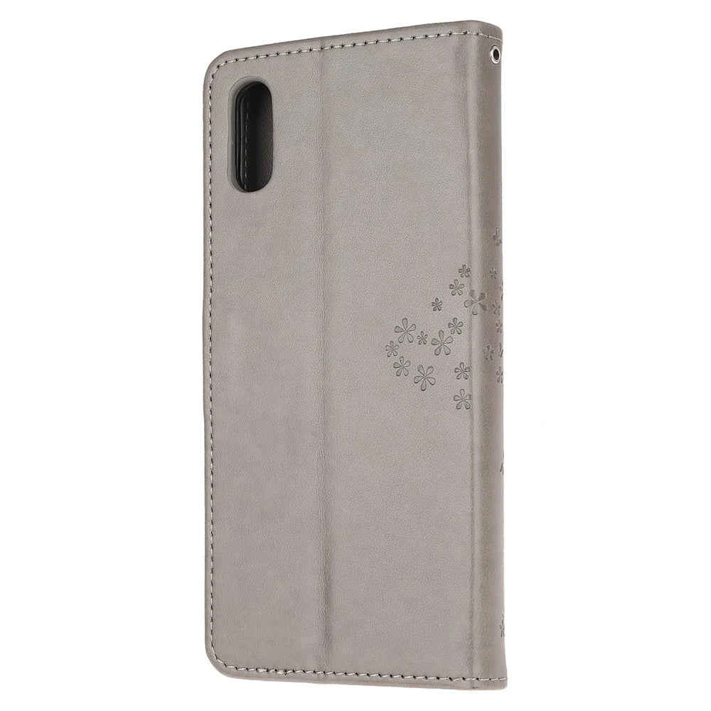Owl and Tree Pattern Printing Design Leather Wallet Phone Cover for Samsung Galaxy Xcover 5 - Grey - 3