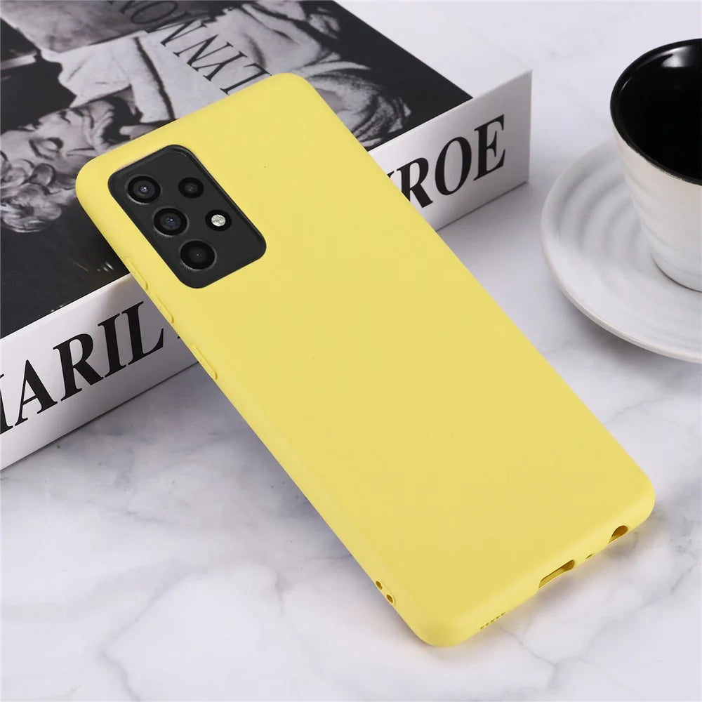 For Samsung Galaxy A52 4G/5G/ A52s 5G Anti-scratch Soft Liquid Silicone Phone Case Protective Cover Shell - Yellow - 6