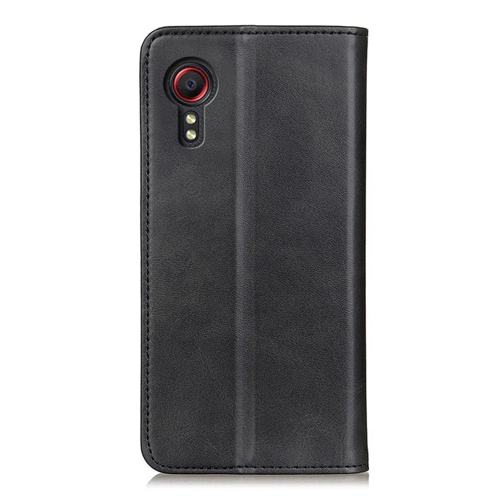 Magnetic Closure Split Leather Wallet Stand Phone Cover Case for Samsung Galaxy Xcover 5 - Black - 3