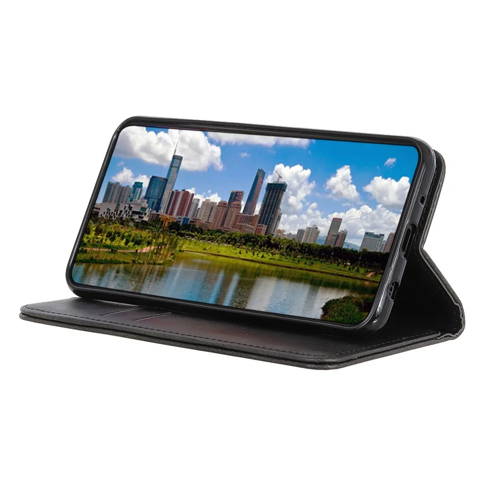 Magnetic Closure Split Leather Wallet Stand Phone Cover Case for Samsung Galaxy Xcover 5 - Black - 5
