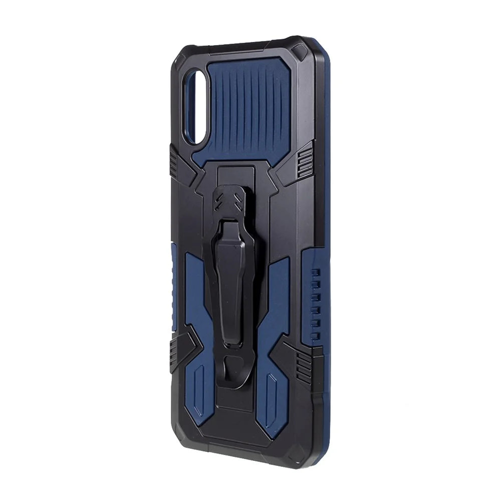 Back Clip Kickstand Design Well-Protected Hybrid Phone Case Shell for Samsung Galaxy A02 - Blue - 2
