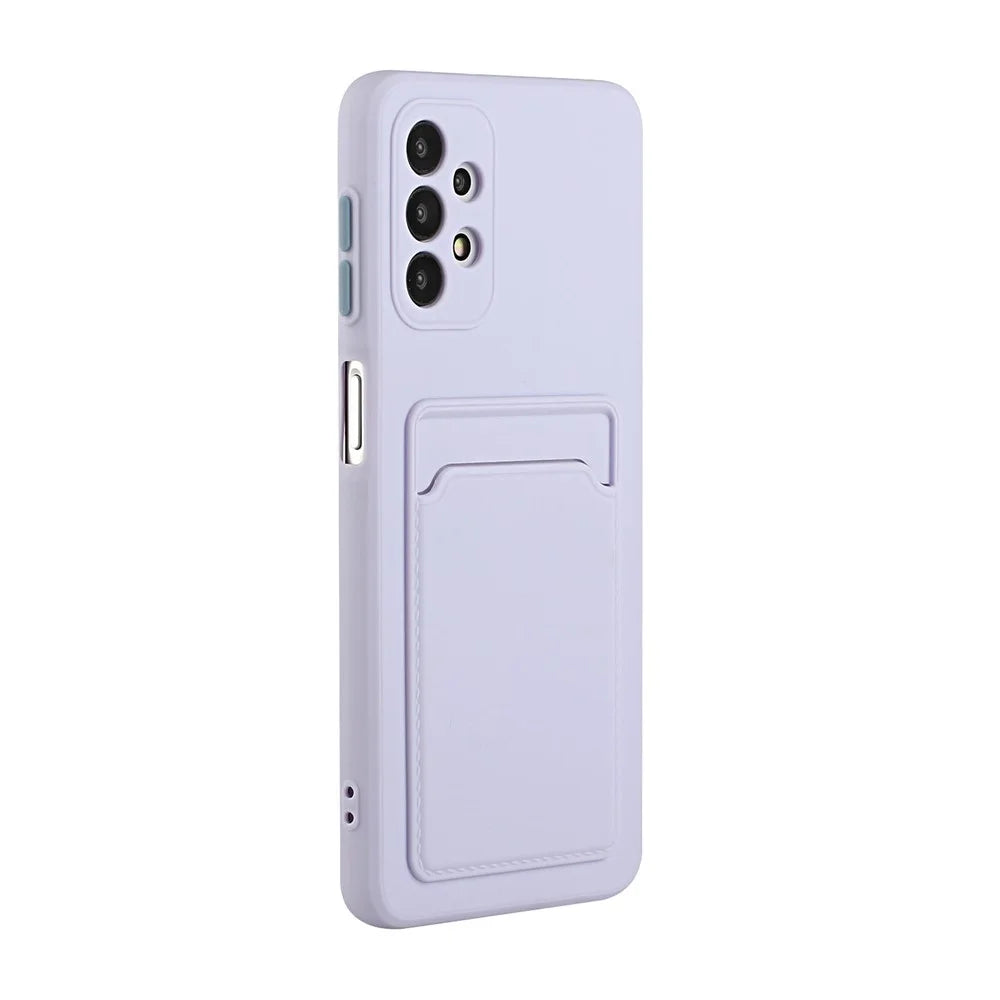 Drop-resistant Flexible TPU Phone Case with Card Holder Cover for Samsung Galaxy A72 4G/5G - Purple - 4