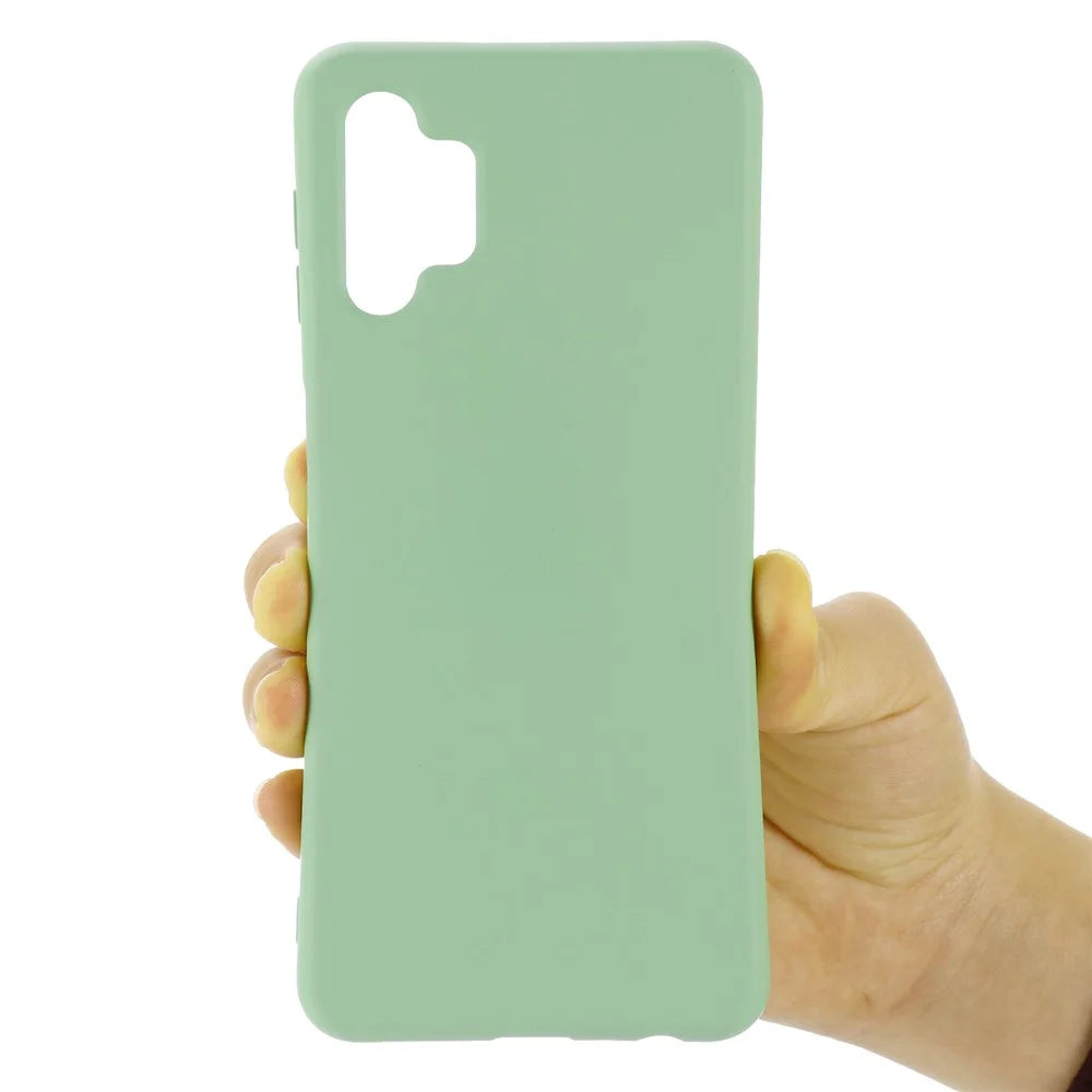 Well-Protected Solid Color Liquid Silicone Phone Protective Shell with Strap for Samsung Galaxy A32 4G - Green - 4