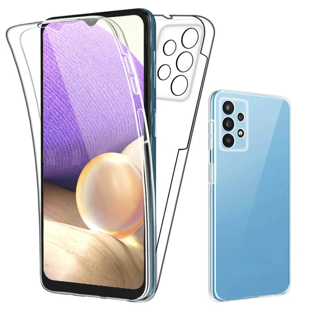 Hybrid PET Front Case + TPU Frame + Acrylic Back Panel Clear Full Coverage Protective Shell for Samsung Galaxy A32 4G - 1