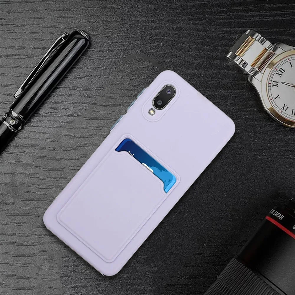 Soft TPU Phone Back Case Cover with Card Holder for Samsung Galaxy M02 / A02 - Light Purple - 6