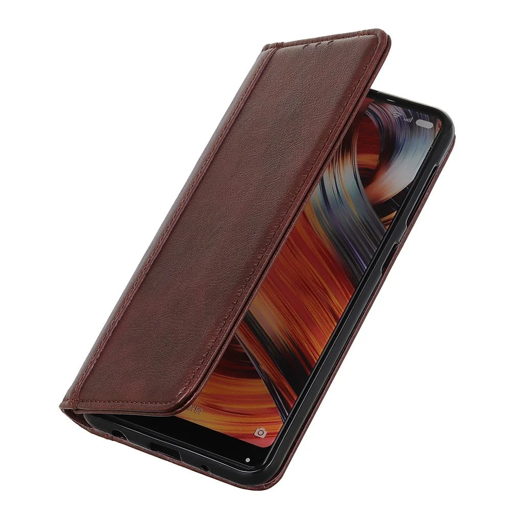 Auto-absorbed Litchi Texture Split Leather Wallet Stand Case Cover for Samsung Galaxy S21 FE - Brown - 7