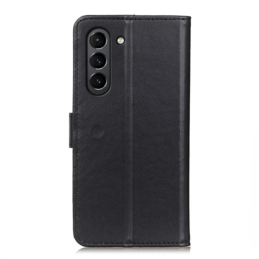 PU Leather Stand Wallet Case with Card Slots for Samsung Galaxy S21 FE - Black - 3