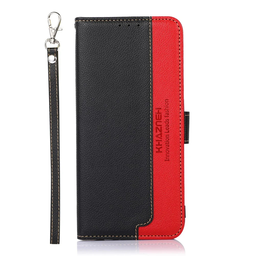 KHAZNEH Litchi Texture RFID Anti-theft Swiping Function Leather Phone Case Cover for Samsung Galaxy Xcover 5 - Black - 2