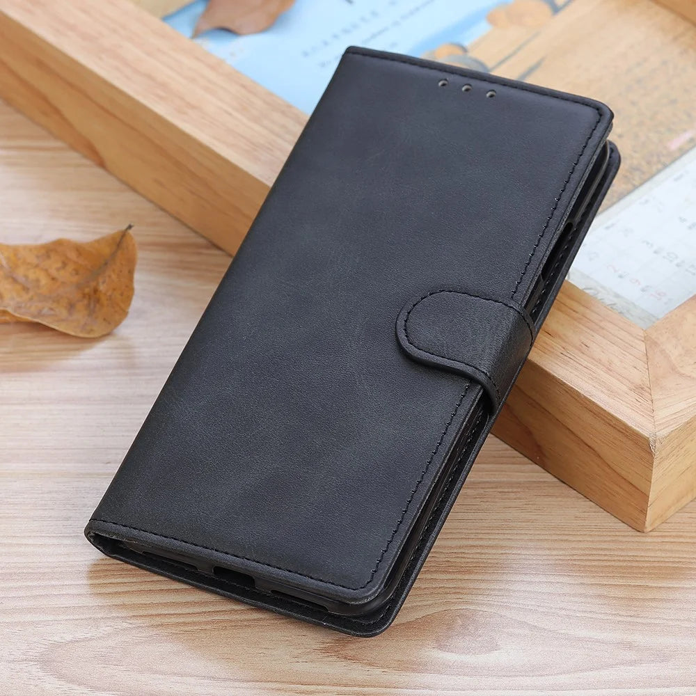PU Leather Magnetic Wallet Leather Shell Protective Case for Samsung Galaxy A22 4G (EU Version) - Black - 5