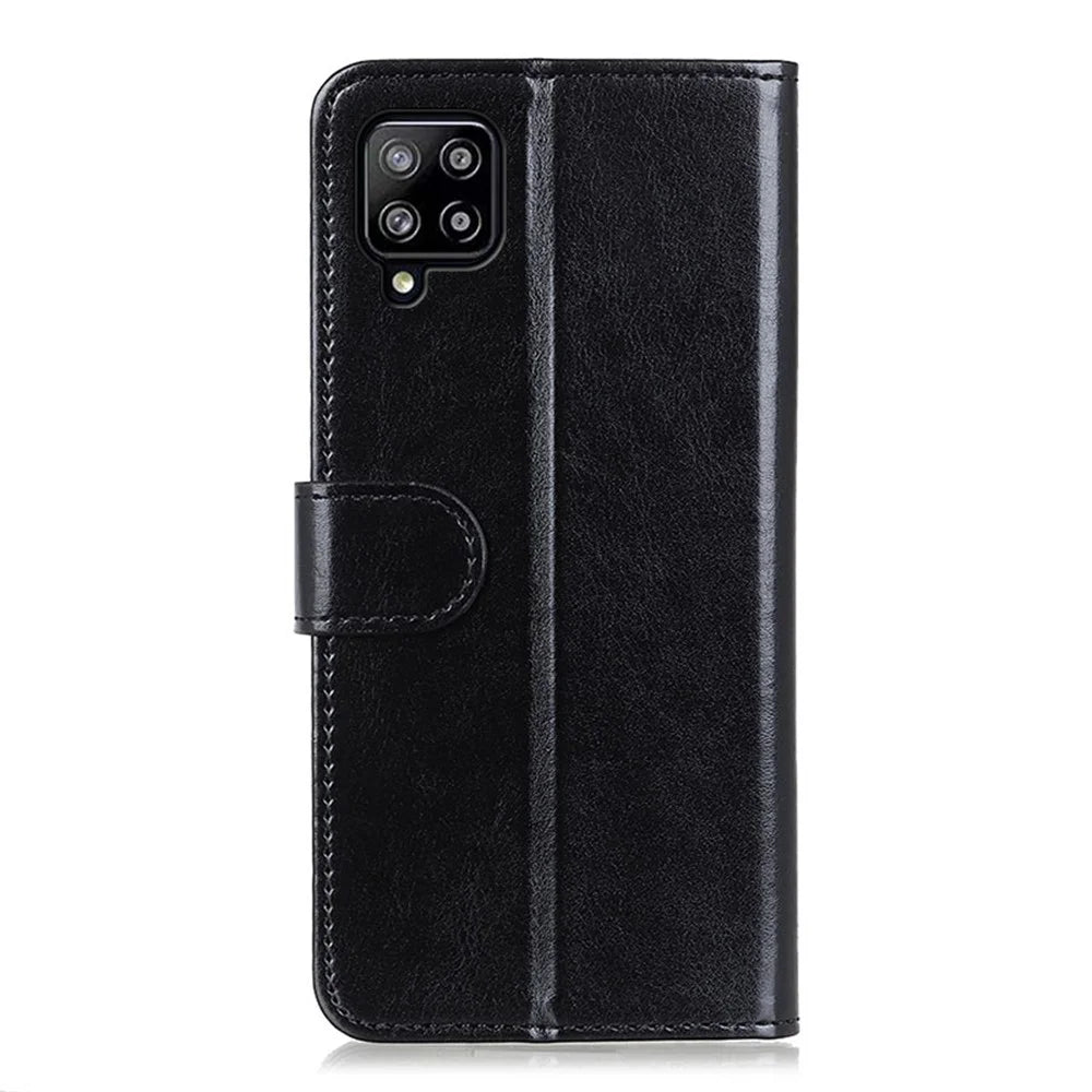 Full-Protection Crazy Horse Texture Leather Wallet Stand Phone Case Cover for Samsung Galaxy A22 4G (EU Version) - Black - 4
