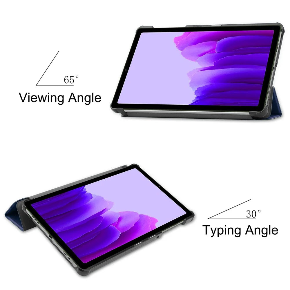 PU Leather Auto Wake/Sleep Stable Tri-fold Stand Stand Case Cover Shell for Samsung Galaxy Tab A7 Lite/T220/T225 - Navy Blue - 3