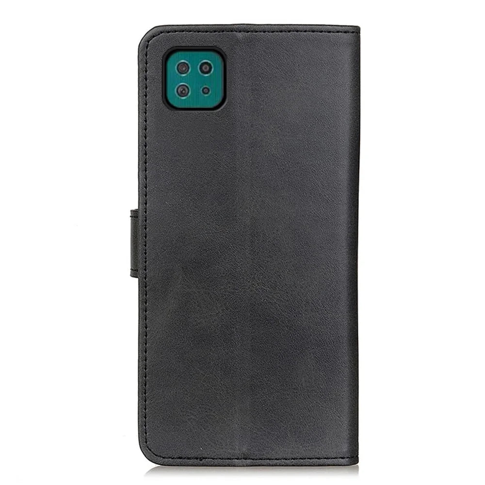 PU Leather Magnetic Wallet Leather Shell Protective Case for Samsung Galaxy A22 5G (EU Version) - Black - 5