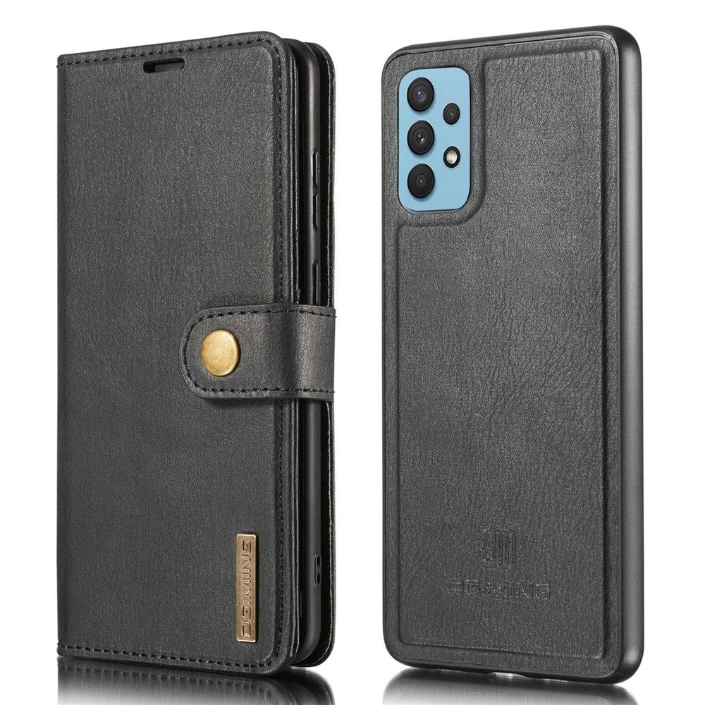DG.MING Detachable 2-in-1 Leather Wallet TPU Case for Samsung Galaxy A32 4G (EU Version) Cover - Black - 1