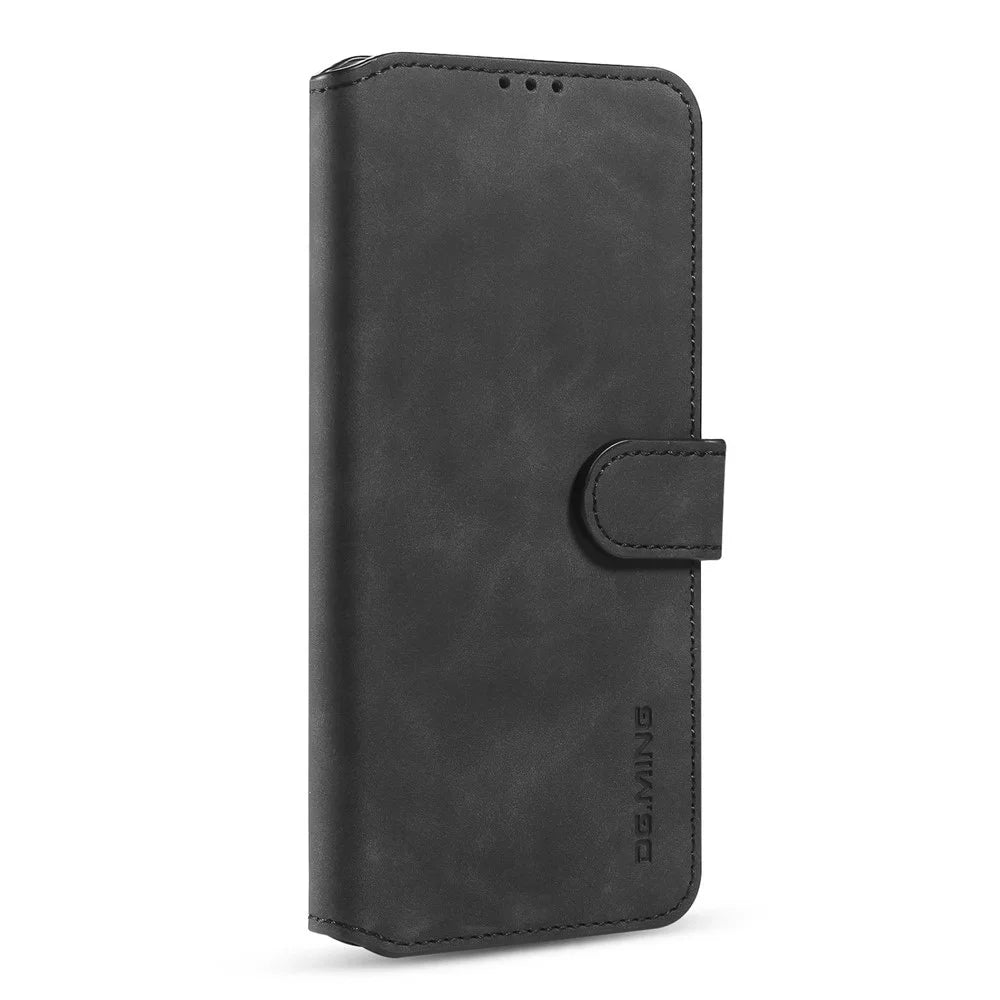 DG.MING Retro Style Leather Wallet Stand Case Shell for Samsung Galaxy A32 4G (EU Version) - Black - 2