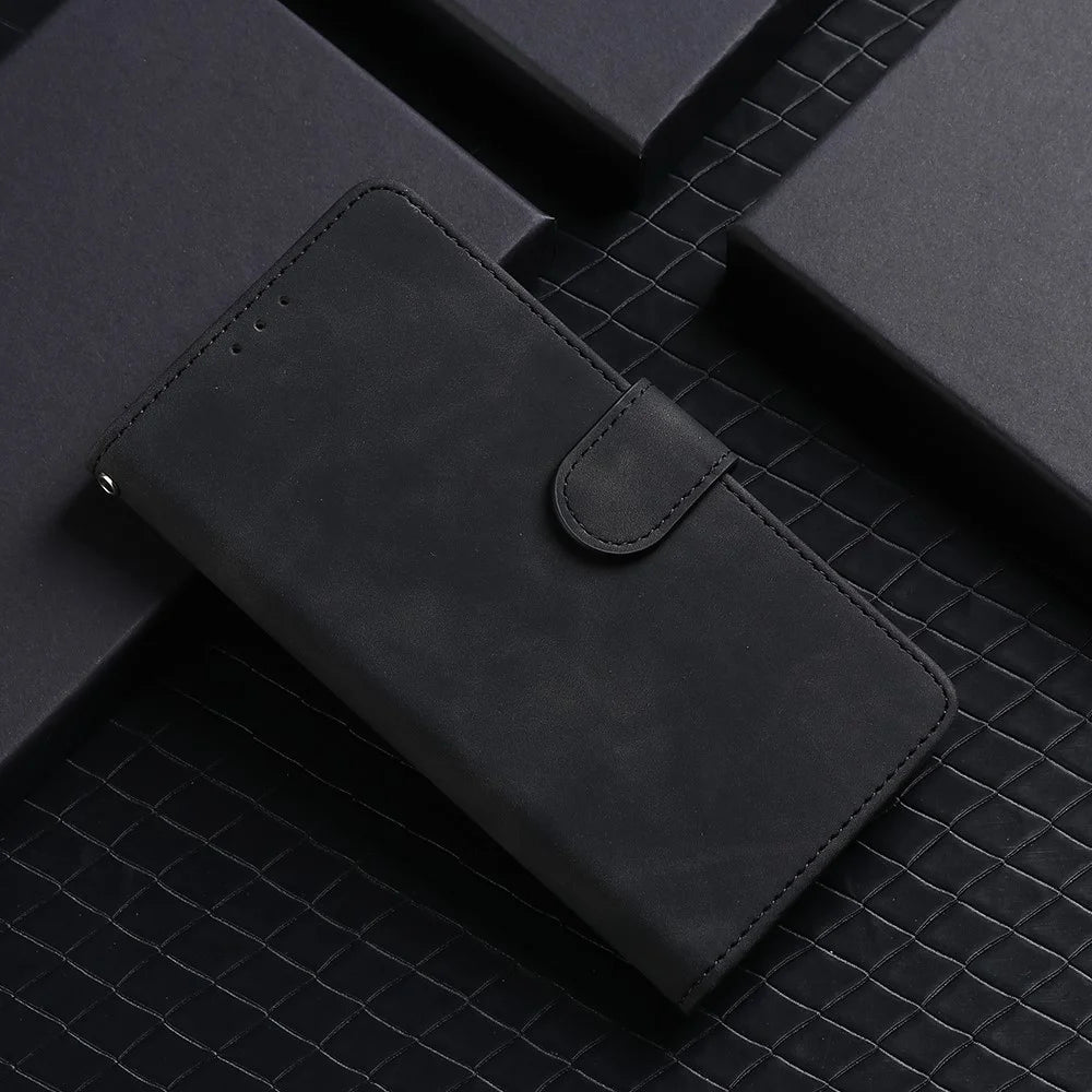 Wallet Stand Design Folio Flip Skin-touch Feeling Leather Protective Shell Phone Cover for Samsung Galaxy Quantum 2 - Black - 2