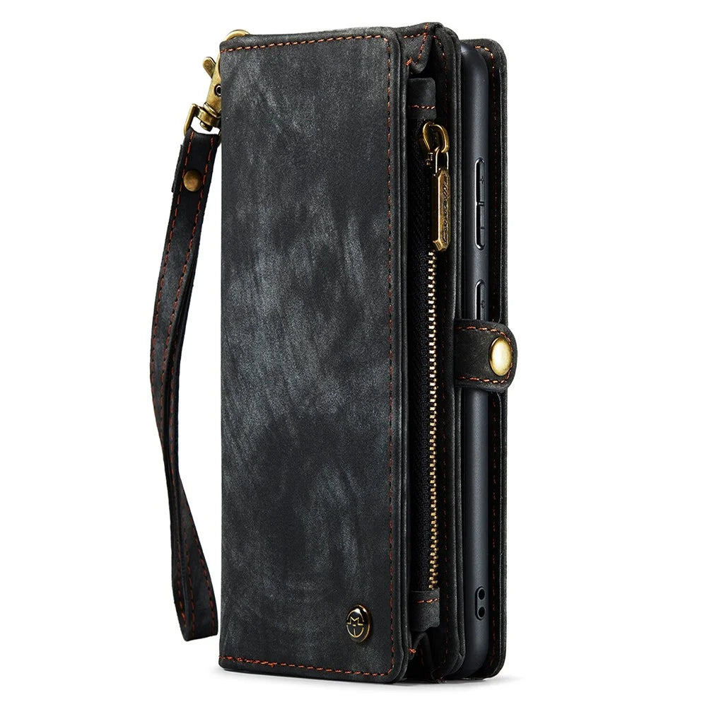 CASEME Multi-function Wallet TPU + PU Leather 2-in-1 Phone Shell with Stand for Samsung Galaxy S21 FE - Black - 2