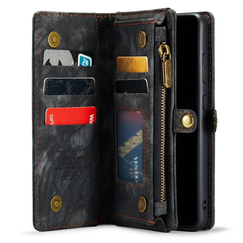 CASEME Multi-function Wallet TPU + PU Leather 2-in-1 Phone Shell with Stand for Samsung Galaxy S21 FE - Black - 4
