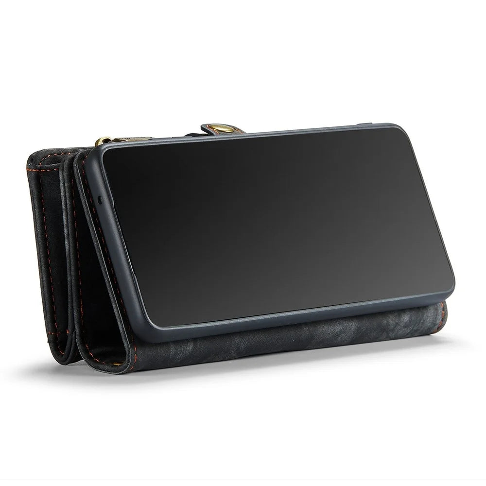 CASEME Multi-function Wallet TPU + PU Leather 2-in-1 Phone Shell with Stand for Samsung Galaxy S21 FE - Black - 6
