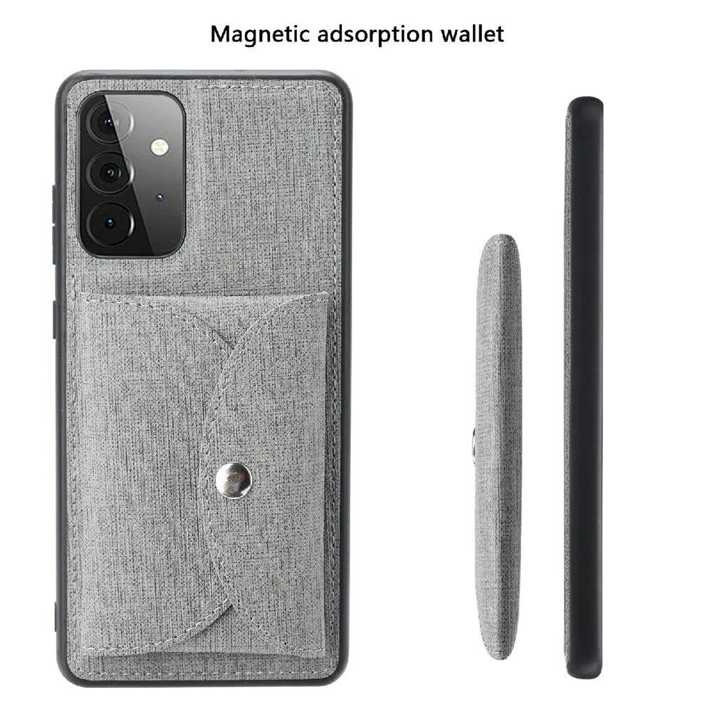 VILI T Series Magnetic-Absorption Wallet Shockproof Leather Cell Phone Case Shell for Samsung Galaxy A72 4G/5G - Grey - 2