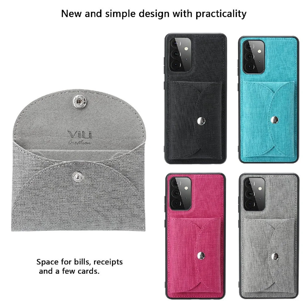 VILI T Series Magnetic-Absorption Wallet Shockproof Leather Cell Phone Case Shell for Samsung Galaxy A72 4G/5G - Grey - 6