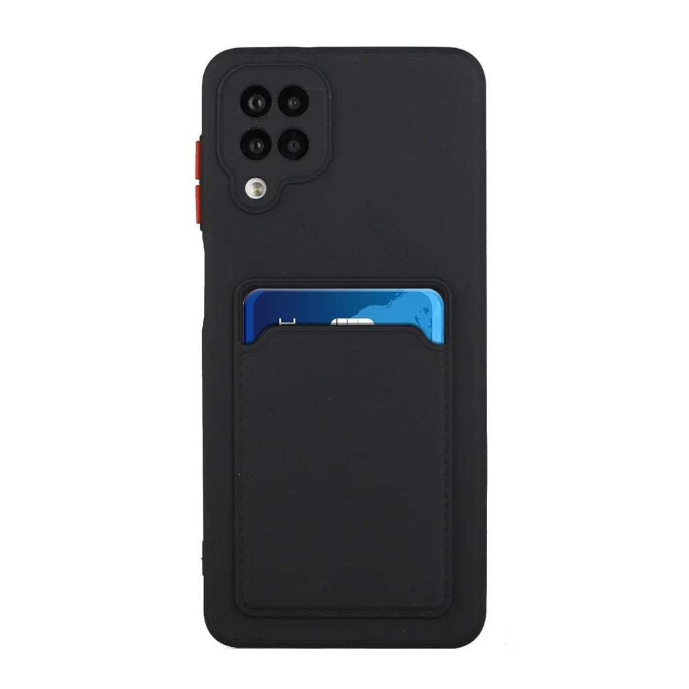 Soft TPU Phone Case Cover with Card Slot for Samsung Galaxy A12 - Black - 2