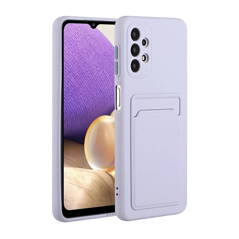 For Samsung Galaxy A32 4G (EU Version) Soft TPU Phone Case Cover with Card Slot - Light Purple - 1