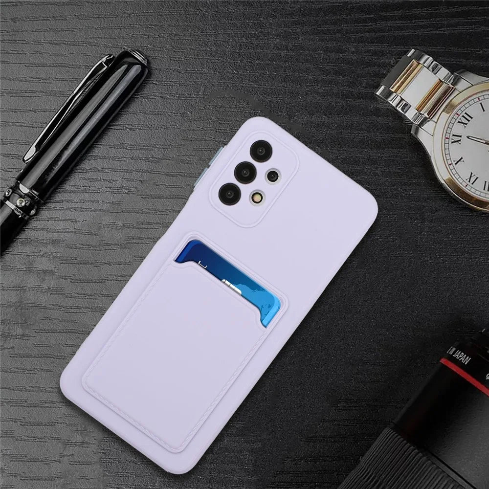 For Samsung Galaxy A32 4G (EU Version) Soft TPU Phone Case Cover with Card Slot - Light Purple - 6