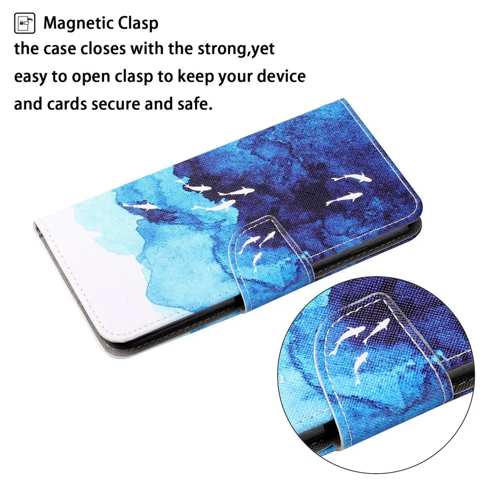 Pattern Printing Wallet Stand PU Leather Cellphone Cover for Samsung Galaxy S21 FE - Ocean - 2
