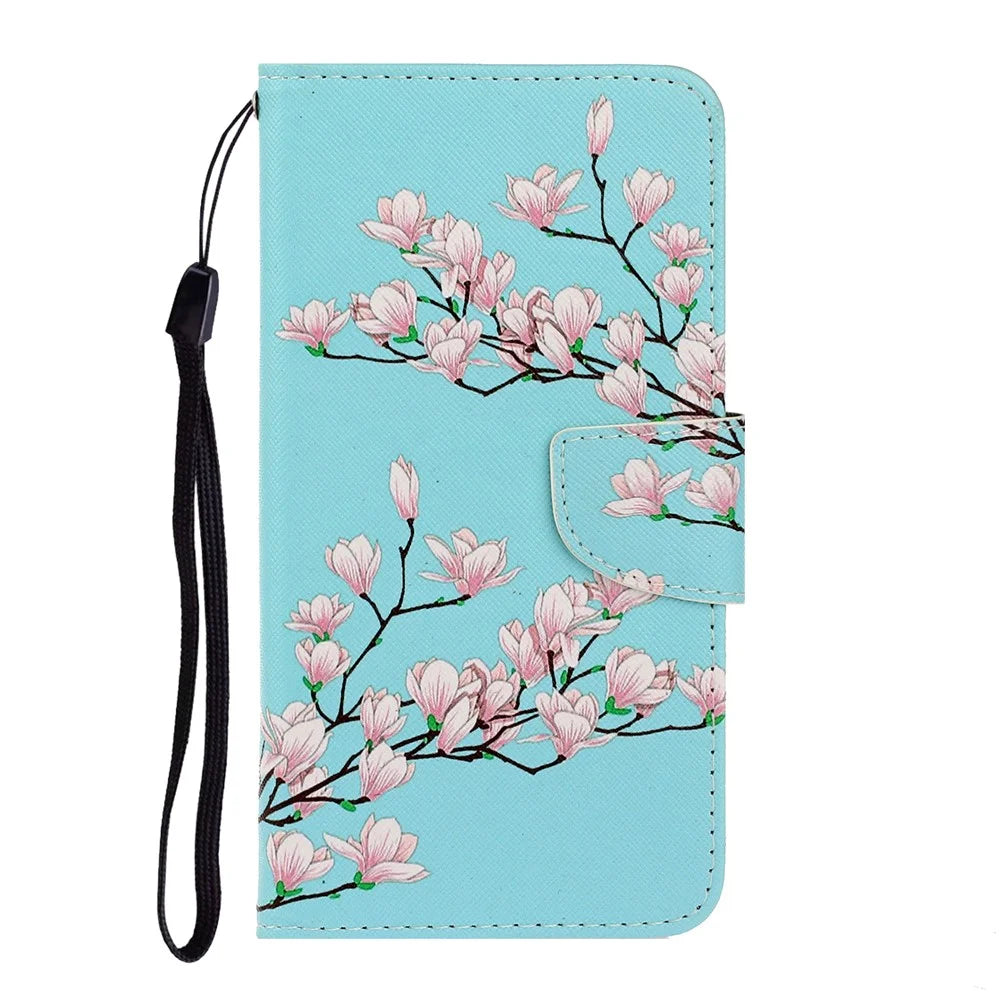 Colorful Pattern Printing PU Leather Wallet Stand Phone Cover Flip Case for Samsung Galaxy S21 FE - Flower - 2